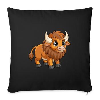 Bison Cute Mascot Cartoon Character Kawaii - Sofa pillowcase 17,3'' x 17,3'' (45 x 45 cm) - black - Front