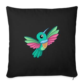 Colibri Mascotte mignonne Personnage de dessin animé Kawaii - Housse de coussin décorative 45 x 45 cm - noir - Devant