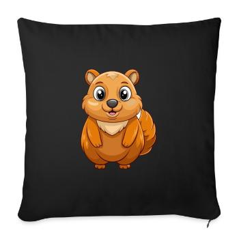Groundhog Cute Mascot Cartoon Character Kawaii - Sofa pillowcase 17,3'' x 17,3'' (45 x 45 cm) - black - Front