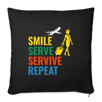 Flight Attendant Aviation Cabin Crew Airline Staff - Sofa pillowcase 17,3'' x 17,3'' (45 x 45 cm) - black - Front