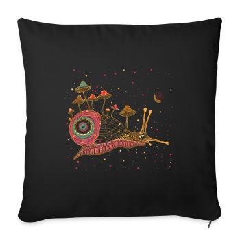 Escargot surréaliste coloré aux champignons - Housse de coussin décorative 45 x 45 cm - noir - Devant