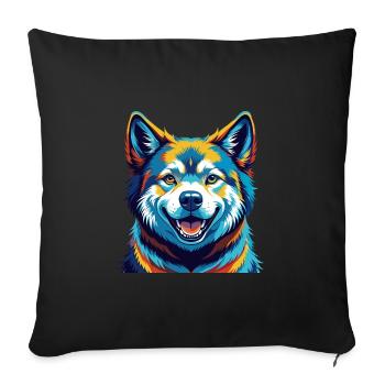 Akita Dog Breed Colorful Watercolor Cartoon Kawaii - Sofa pillowcase 17,3'' x 17,3'' (45 x 45 cm) - black - Front