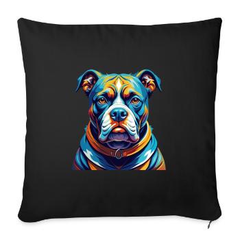 Bouledogue américain race coloré dessin animé Kawaii - Housse de coussin décorative 45 x 45 cm - noir - Devant