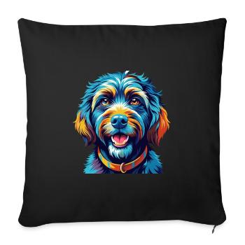 Barbet Dog Breed Colorful Cartoon Kawaii - Sofa pillowcase 17,3'' x 17,3'' (45 x 45 cm) - black - Front