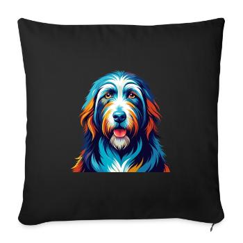 Bearded Collie Chien Race Coloré Dessin Animé Kawaii - Housse de coussin décorative 45 x 45 cm - noir - Devant