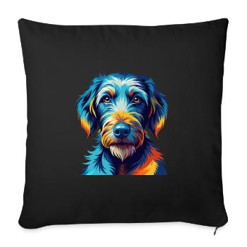 Bedlington Terrier Chien Race Dessin animé Kawaii - Housse de coussin décorative 45 x 45 cm - noir - Devant