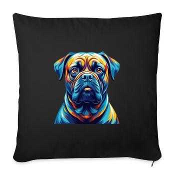 Bullmastiff Chien Race Coloré Dessin animé Kawaii - Housse de coussin décorative 45 x 45 cm - noir - Devant