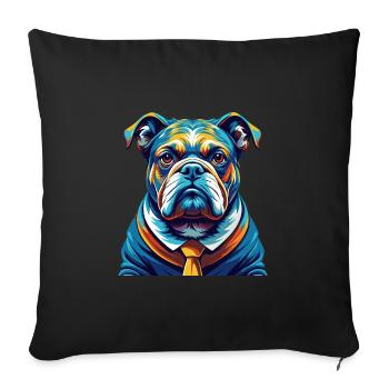 Bouledogue race coloré aquarelle dessin animé Kawaii - Housse de coussin décorative 45 x 45 cm - noir - Devant