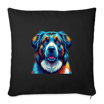 Chien de berger d’Asie centrale Race Dessin animé Kawaii - Housse de coussin décorative 45 x 45 cm - noir - Devant