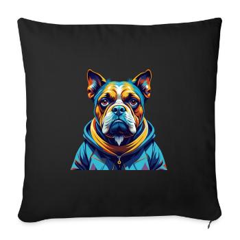 Nouvelle-Zélande Tête Chien Race Dessin Animé Kawaii - Housse de coussin décorative 45 x 45 cm - noir - Devant