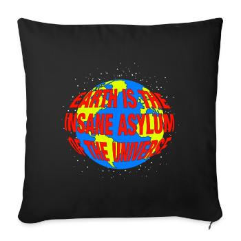 Asile d’aliénés de la Terre - Housse de coussin décorative 45 x 45 cm - noir - Devant