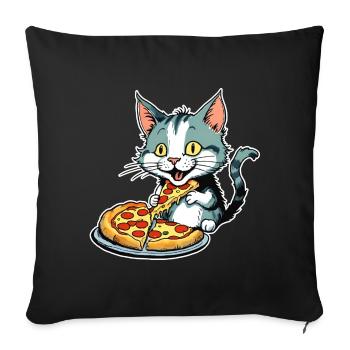 Le chat adore la pizza - Housse de coussin décorative 45 x 45 cm - noir - Devant