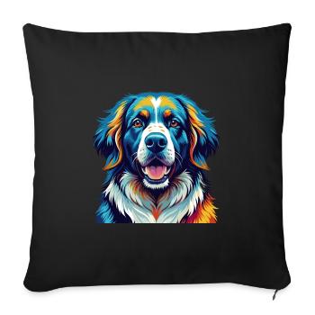 Grande race de chien des Pyrénées dessin animé coloré Kawaii - Housse de coussin décorative 45 x 45 cm - noir - Devant