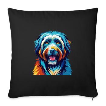 Chien de berger des Pyrénées race Dessin animé coloré Kawaii - Housse de coussin décorative 45 x 45 cm - noir - Devant