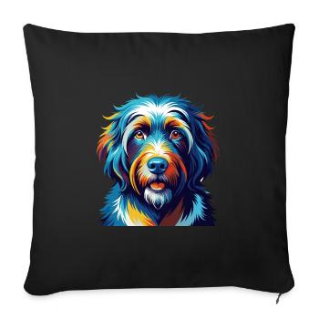 Schapendoes Race Chien Coloré Dessin Animé Kawaii - Housse de coussin décorative 45 x 45 cm - noir - Devant