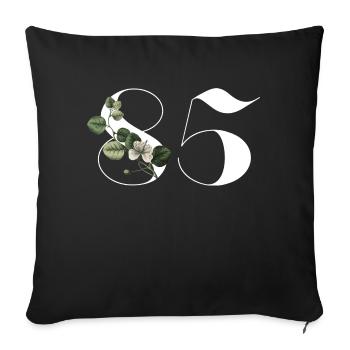 Numéro 85 floral vert - 85e anniversaire floral - Housse de coussin décorative 45 x 45 cm - noir - Devant