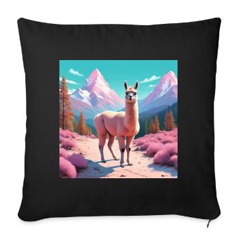 Llama in the mountains - Sofa pillowcase 17,3'' x 17,3'' (45 x 45 cm) - black - Front