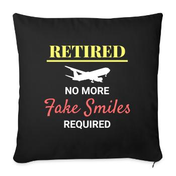 Hôtesse de l’air à la retraite - Housse de coussin décorative 45 x 45 cm - noir - Devant