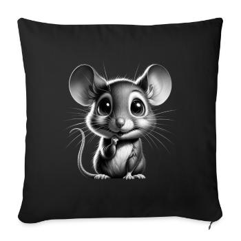 Adorable Cute Mouse Design - Sofa pillowcase 17,3'' x 17,3'' (45 x 45 cm) - black - Front