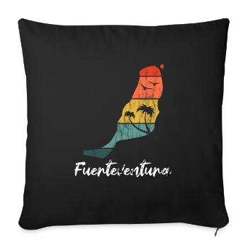 Fuerteventura plan carte Îles Canaries rétro vintage - Housse de coussin décorative 45 x 45 cm - noir - Devant