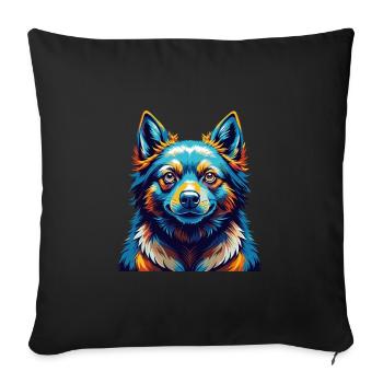 Schipperke Race Chien Coloré Dessin Animé Kawaii - Housse de coussin décorative 45 x 45 cm - noir - Devant