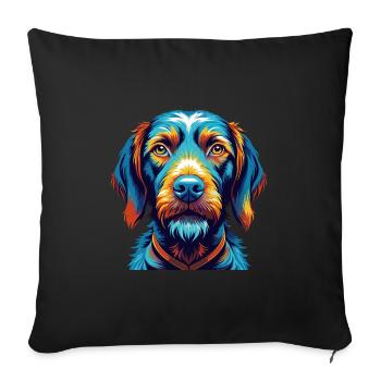 Fil de fer Vizsla race de chien dessin animé Kawaii - Housse de coussin décorative 45 x 45 cm - noir - Devant