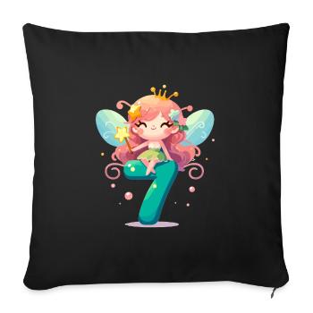 7 Jahre Fee Elfe Geburtstag Geschenk - Sofakissenbezug 45 x 45 cm - Schwarz - Vorne
