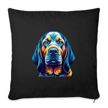 Bloodhound Chien Race Coloré Dessin animé Kawaii - Housse de coussin décorative 45 x 45 cm - noir - Devant