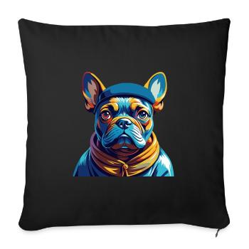 Chien Francais Dog Breed Colorful Cartoon Kawaii - Sofa pillowcase 17,3'' x 17,3'' (45 x 45 cm) - black - Front