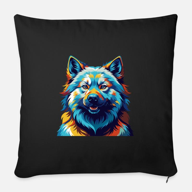 Eurasier Hunderasse Bunte Karikatur Kawaii - Sofakissenbezug 45 x 45 cm - Schwarz
