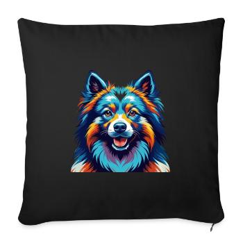 Keeshond Dog Breed Colorful Cartoon Kawaii - Sofa pillowcase 17,3'' x 17,3'' (45 x 45 cm) - black - Front