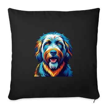 Komondor Chien Race Coloré Dessin Animé Kawaii - Housse de coussin décorative 45 x 45 cm - noir - Devant