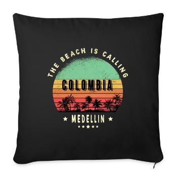 Design de plage de palmiers de Medellin Columbia - Housse de coussin décorative 45 x 45 cm - noir - Devant