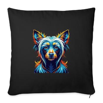 Chinese Crested Dog Breed Colorful Cartoon Kawaii - Sofa pillowcase 17,3'' x 17,3'' (45 x 45 cm) - black - Front