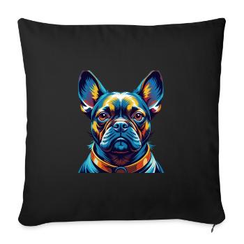 Braque Français Race de chien Coloré Dessin animé Kawaii - Housse de coussin décorative 45 x 45 cm - noir - Devant
