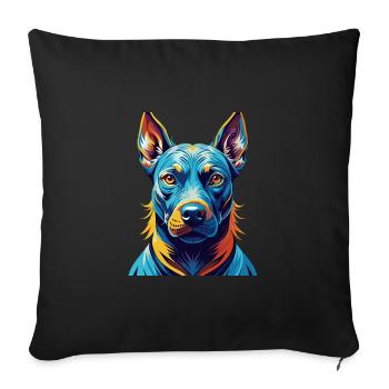 Bleu Thai Ridgeback Chien Race Dessin Animé Kawaii - Housse de coussin décorative 45 x 45 cm - noir - Devant