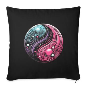 Cosmic Yin Yang: Galactic Balance of the Universe - Sofa pillowcase 17,3'' x 17,3'' (45 x 45 cm) - black - Front