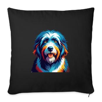 Vieux chien de berger anglais race coloré dessin animé Kawaii - Housse de coussin décorative 45 x 45 cm - noir - Devant