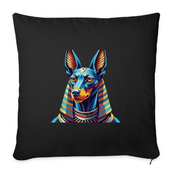 Pharaon Chien Chien Race Coloré Dessin Animé Kawaii - Housse de coussin décorative 45 x 45 cm - noir - Devant