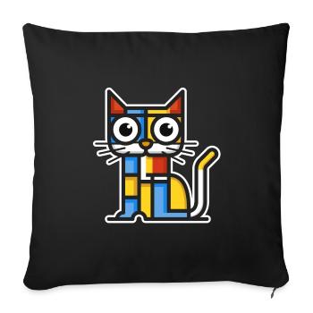 Illustration colorée d’un chat cubiste. - Housse de coussin décorative 45 x 45 cm - noir - Devant