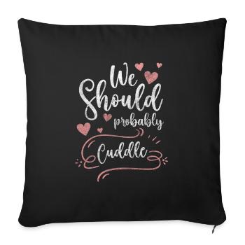Amour Proximité Câlin Romantique - Housse de coussin décorative 45 x 45 cm - noir - Devant