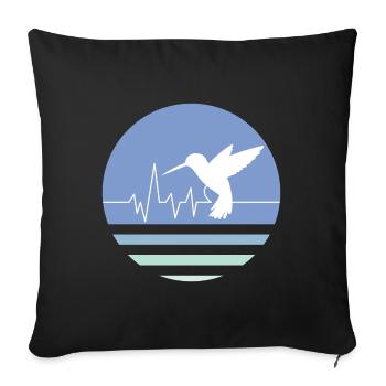 Colibri bleu pastel - Housse de coussin décorative 45 x 45 cm - noir - Devant