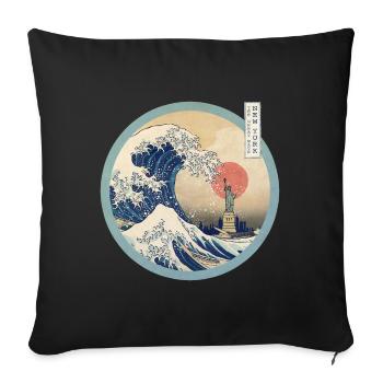 The Great Wave and New York - Sofa pillowcase 17,3'' x 17,3'' (45 x 45 cm) - black - Front