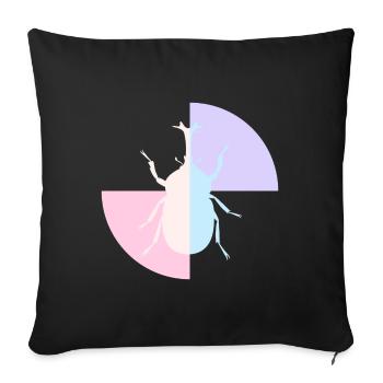 Duo Coccinelle Jaune Bleu Pastel - Housse de coussin décorative 45 x 45 cm - noir - Devant