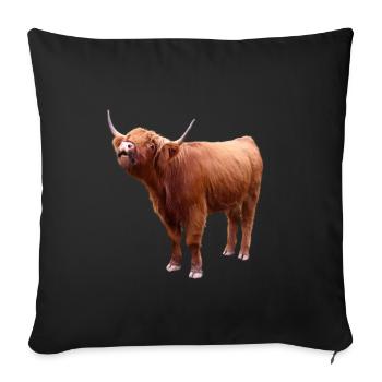 Bovins écossais des Highlands - Housse de coussin décorative 45 x 45 cm - noir - Devant