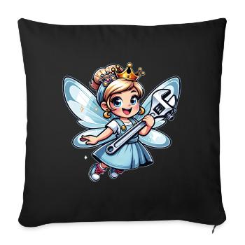 Oubliez la fée et la princesse - je suis ingénieur - Housse de coussin décorative 45 x 45 cm - noir - Devant