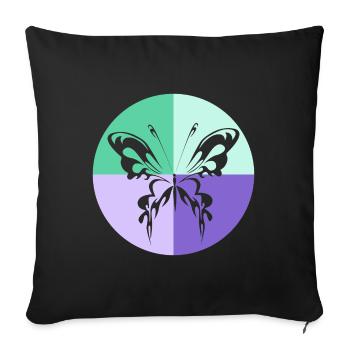 Quatuor de papillons Vert Violet - Housse de coussin décorative 45 x 45 cm - noir - Devant