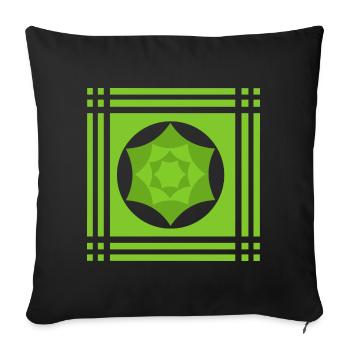 Geometric play of colours in green - Sofa pillowcase 17,3'' x 17,3'' (45 x 45 cm) - black - Front