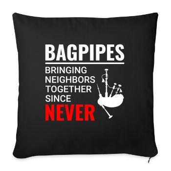 Instrument de joueur de cornemuse Musique écossaise - Housse de coussin décorative 45 x 45 cm - noir - Devant
