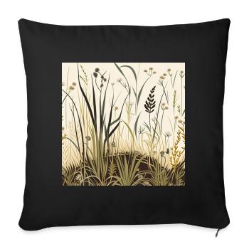 Wildblumenwiese - Sofakissenbezug 45 x 45 cm - Schwarz - Vorne